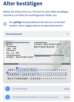 Die Maske für die Verifizierung